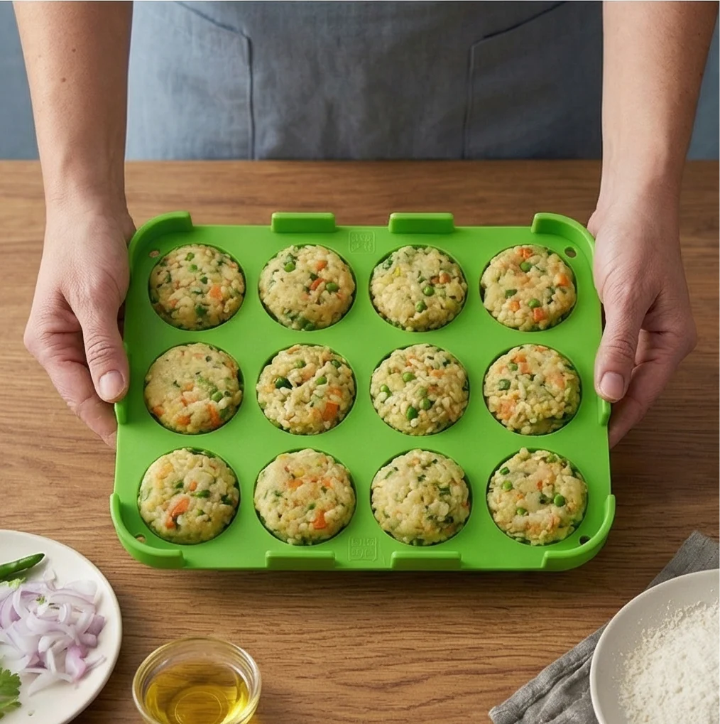 12 Slot Cutlet & Tikki Maker – Easy Burger Patty Press for Perfect Shapes; f - Image 2