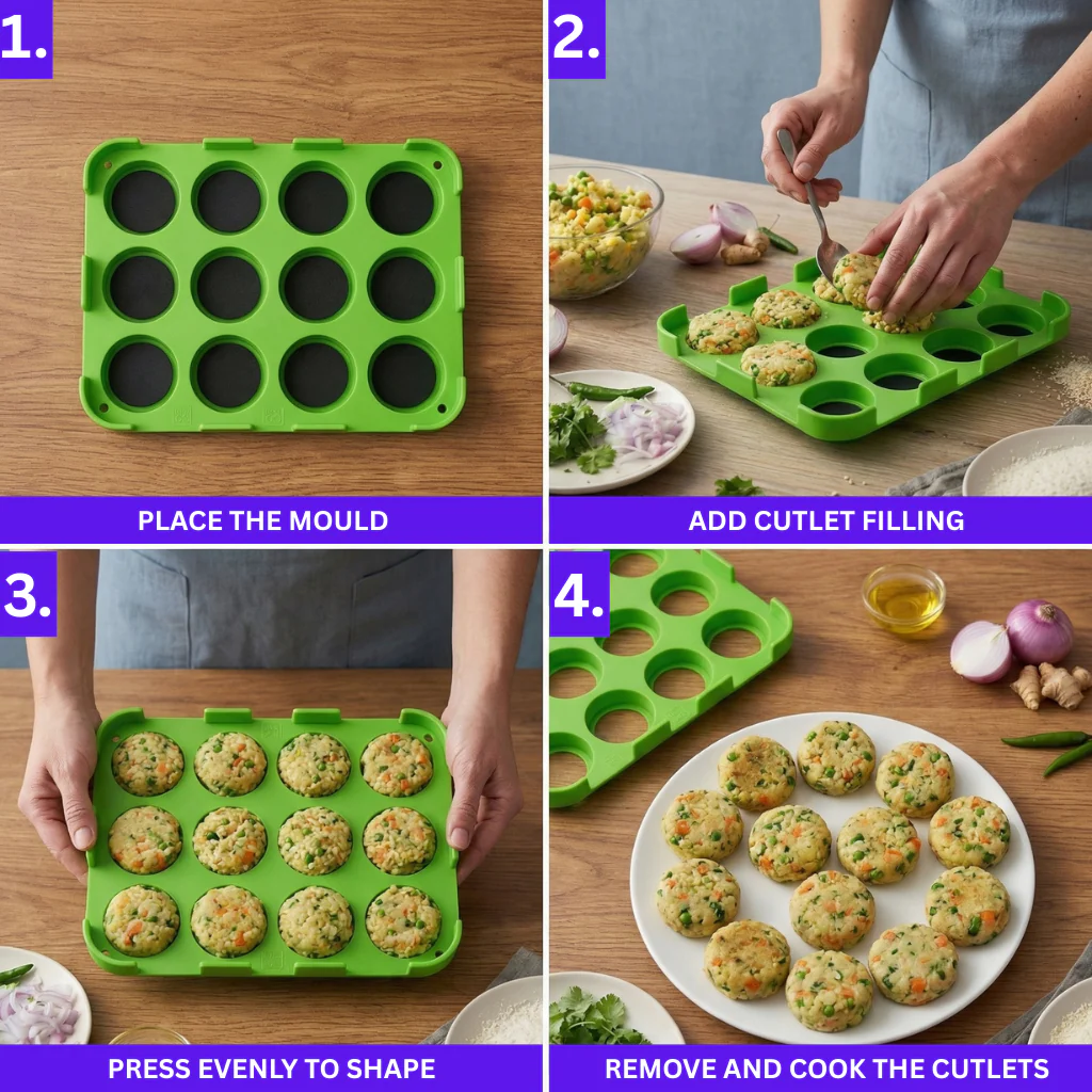 12 Slot Cutlet & Tikki Maker – Easy Burger Patty Press for Perfect Shapes; f - Image 6